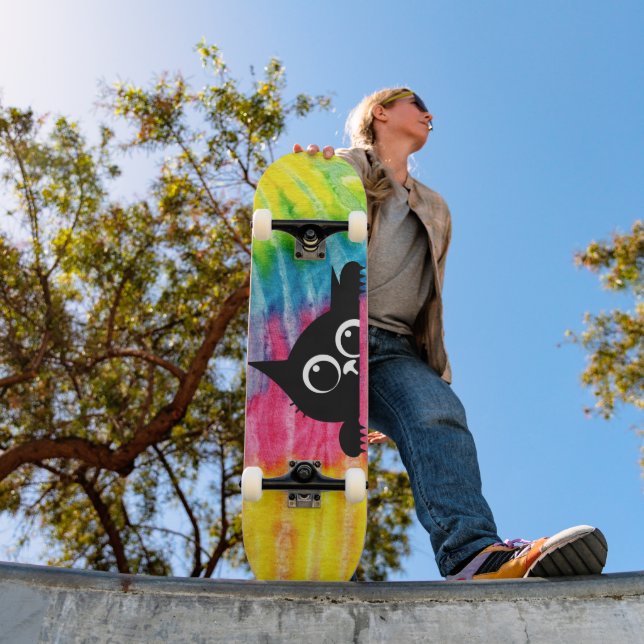 Niedlich Black Cat Big eyes Skateboard (Außenbereich 1)