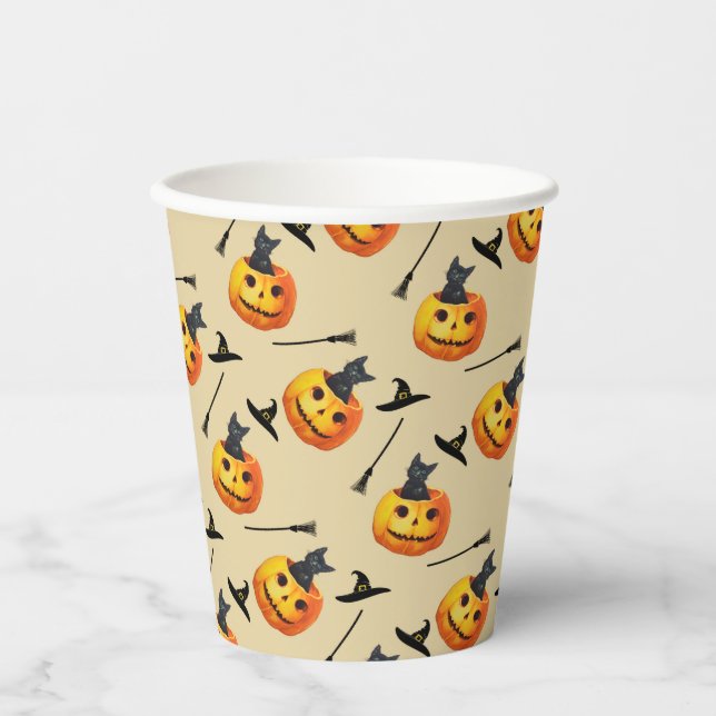 Niedlich Black Cat Children Halloween-Party Patter Pappbecher (Vorderseite)