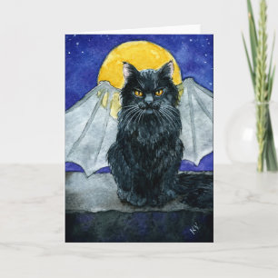 Niedlich Black Cat Gargoyle Halloween Karte