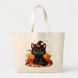 Niedlich Black Cat Halloween Jumbo Stoffbeutel