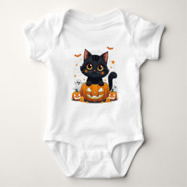 Niedlich Black Cat Halloween Kawaii Baby Strampler