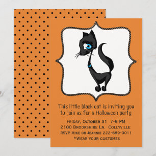 Niedlich Black Cat Halloween-Party Einladung