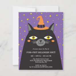 Niedlich Black Cat Kids Halloween-Party Einladung