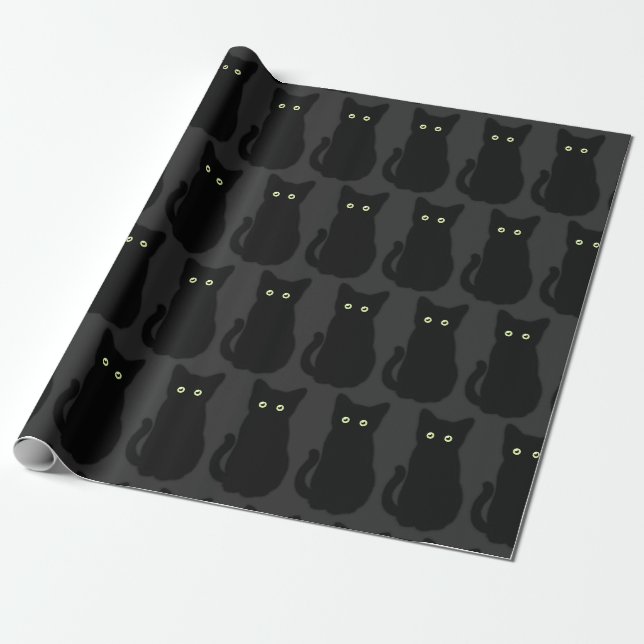 Niedlich Black Cat Kitten Sportaktak Klassiker Geschenkpapier (Ungerollt)