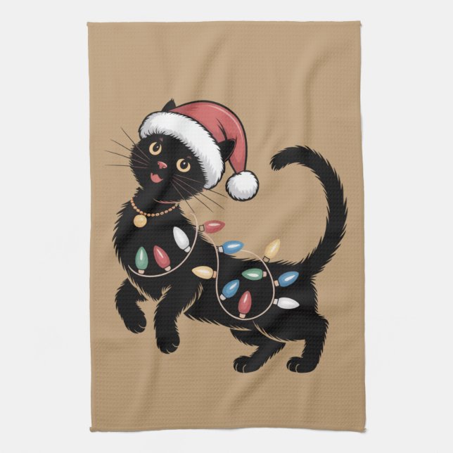 Niedlich Black Cat Lover Weihnachtsgeschenk Mama F Geschirrtuch (Vertikal)