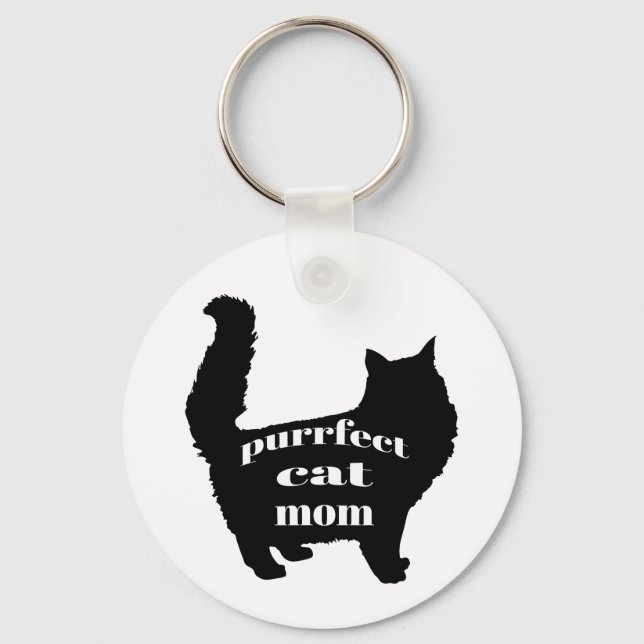 Niedlich Black Cat Mama Schlüsselanhänger (Vorderseite)