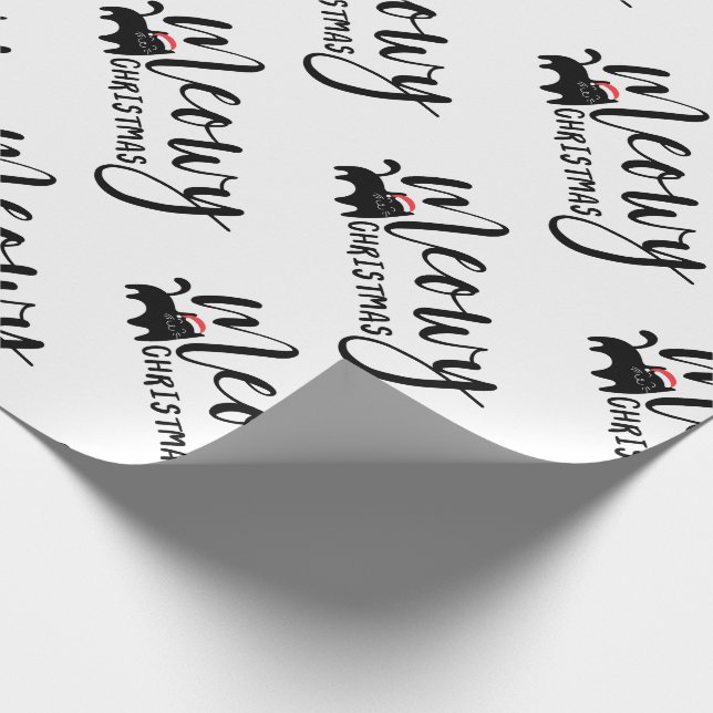 Niedlich Black Cat Pattern Meowy Weihnachten Geschenkpapier (Ecke)