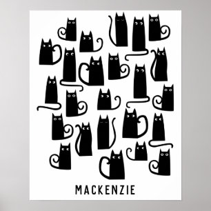 Niedlich Black Cat Personalisiert Poster