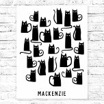 Niedlich Black Cat Personalisiert Poster<br><div class="desc">Niedliche kleine schwarze Katzen. Originelle Kunst von Nic Squirrell. Ändern Sie den Namen, um ihn zu personalisieren.</div>