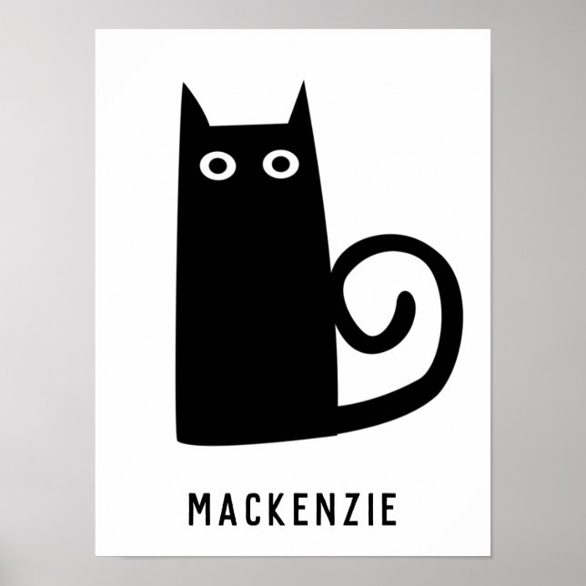 Niedlich Black Cat Personalisiert Poster (Vorne)