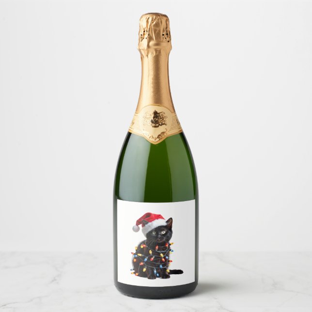 Niedlich Black Cat Santa Christmas Lights Meow Kit (Vorderseite)