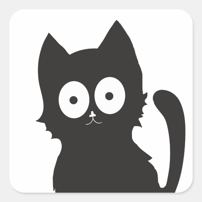 Niedlich Black Cat Silhouette Quadratischer Aufkleber (Vorderseite)