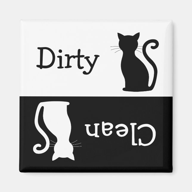 Niedlich Black Cat Silhouette Saubere Geschirrspül Magnet (Vorne)
