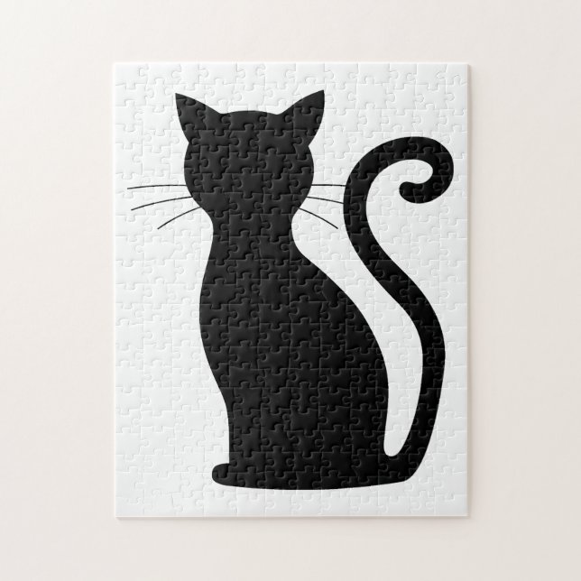 Niedlich Black Cat Silhouette Spaß Schwarz und Wei (Vertikal)