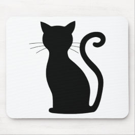 Niedlich Black Cat Silhouette Spaß Schwarz und Wei Mousepad