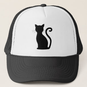 Niedlich Black Cat Silhouette Spaß Schwarz und Wei Truckerkappe