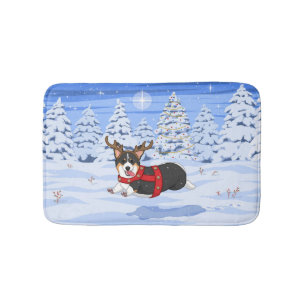 Niedlich Black Corgi Weihnachts-Rentierkostüm Badematte