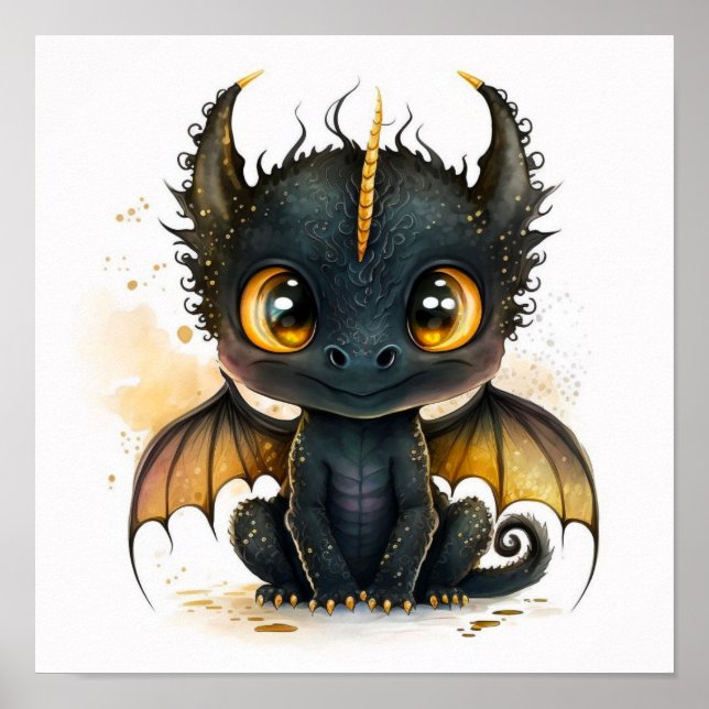 Niedlich Black Dragon Wall Art Poster (Vorne)