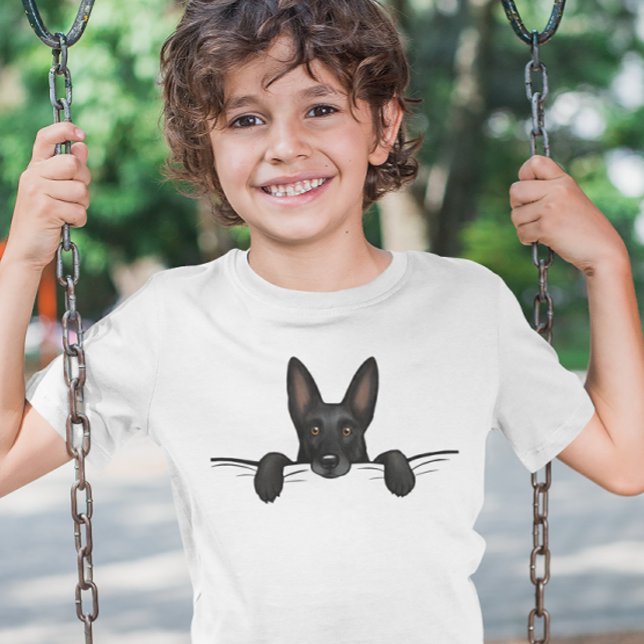 Niedlich Black German Shepherd Dog Peeking T-Shirt (Von Creator hochgeladen)