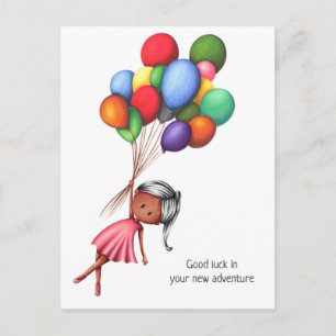 Niedlich Black Girl Balloons Personalisiert Abschi Postkarte