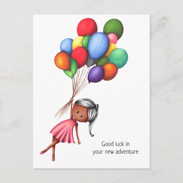 Niedlich Black Girl Balloons Personalisiert Abschi Postkarte (Vorderseite)