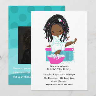 Niedlich Black Girl Wellness-Center Sleepover Gebu Einladung
