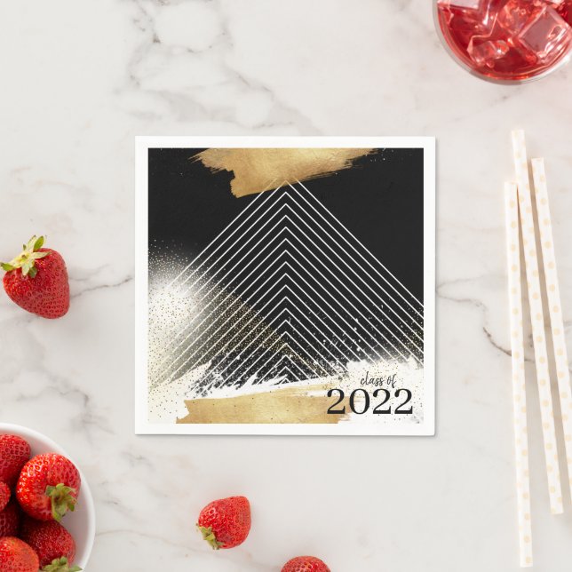 Niedlich Black & Gold Gerahmt Graduation Party Nap Serviette (Beispiel)
