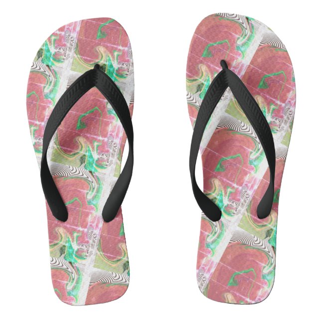 Niedlich Black Green PINK Modern Woman Flip Flops (Fußbett)