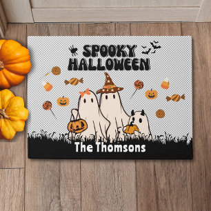 Niedlich Black Groovy Spooky Halloween Ghost Famil Fußmatte