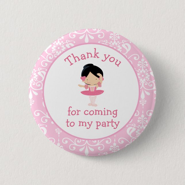 Niedlich Black Hair Ballerina 'I went to' Button (Vorderseite)