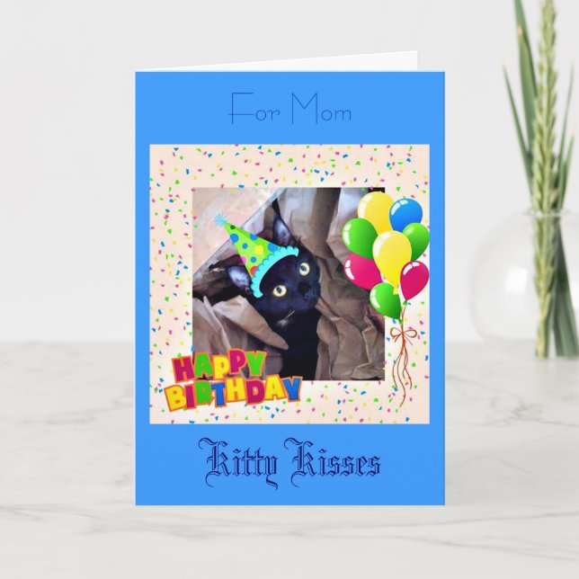 Niedlich Black Kitty Birthday Grußkarte Karte (Vorderseite)