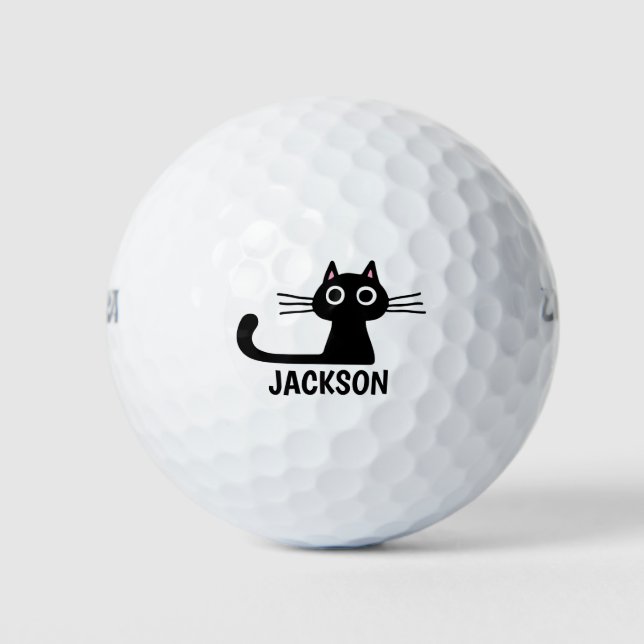 Niedlich Black Kitty Cat | Cool Kitten Personalisi Golfball (Vorderseite)