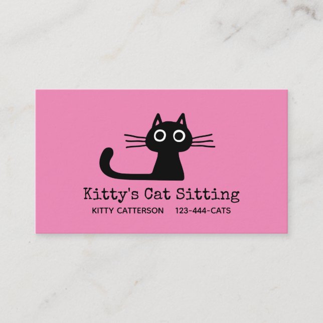 Niedlich Black Kitty Cat | Fun Feline | Quirky Ani Visitenkarte (Vorderseite)