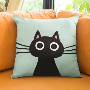 Niedlich Black Kitty   Quirky Cat Lover's Kissen