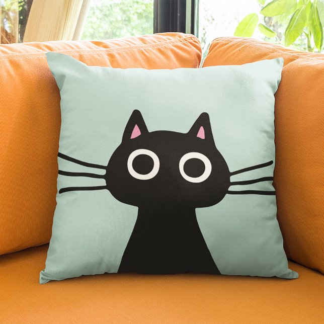 Niedlich Black Kitty | Quirky Cat Lover's Kissen (Von Creator hochgeladen)