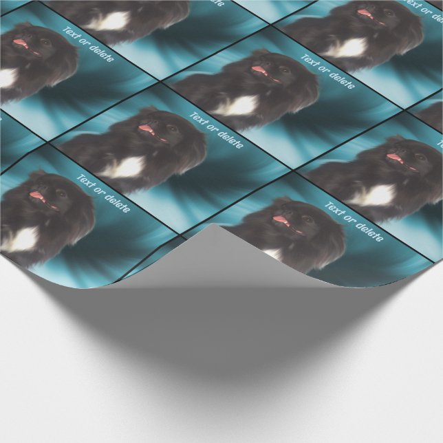 Niedlich Black Pekingese Dog Personalisiert Geschenkpapier (Ecke)