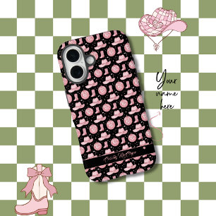 Niedlich Black Personalisiert Girl Pink Cowgirl iPhone 16 Hülle