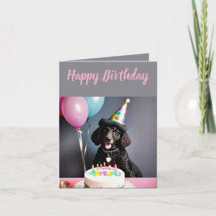 Niedlich Black Poodle Birthday Karte