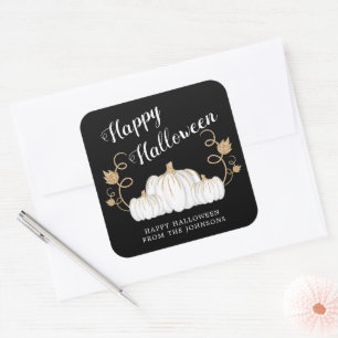 Niedlich Black Pumpkin Happy Halloween Quadratischer Aufkleber