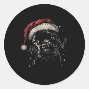 Niedlich Black Puppy Labrador Weihnachtsmannmütze  Runder Aufkleber