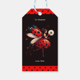 Niedlich Black & Red Ladybug Fairy Birthday Party Geschenkanhänger