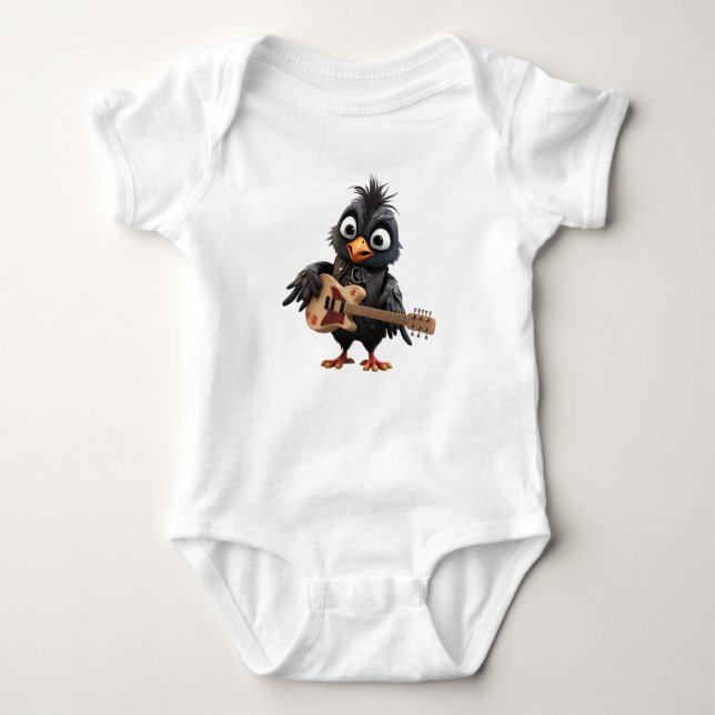 Niedlich Black Rocker Bird Baby Strampler (Vorderseite)