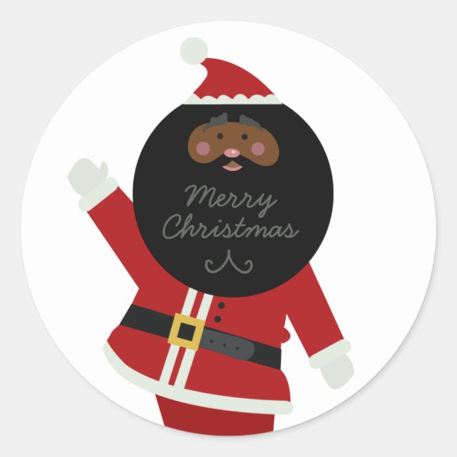 Niedlich Black Santa Party Runder Aufkleber (Vorderseite)