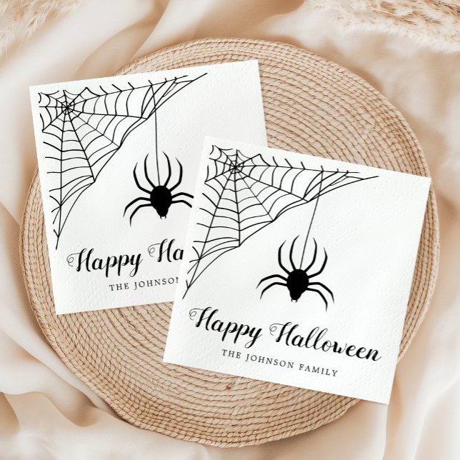 Niedlich Black Spider Happy Halloween Napkins Serviette (Cute Black Spider Happy Halloween Napkins)