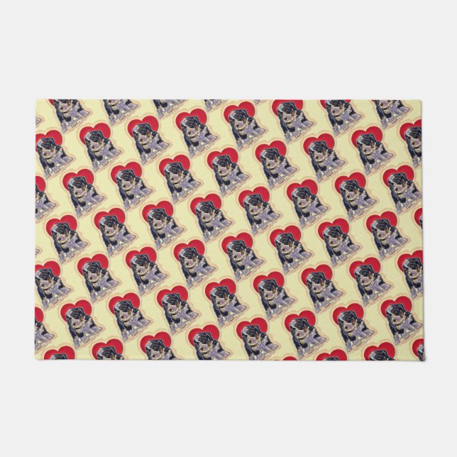 Niedlich Black Tan Bernedoodle Fußmatte (Vorderseite)