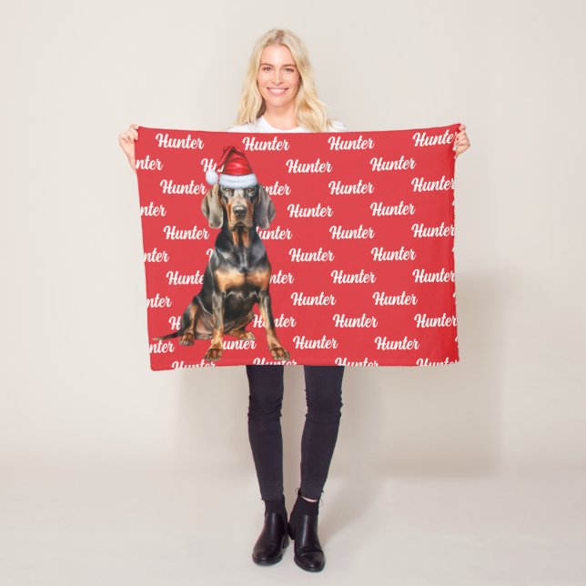 Niedlich Black Tan Coonhound Hund Weihnachtsfeiert Fleecedecke (Beispiel)