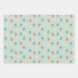 Niedlich blau / grün Ramadan Eid Geschenkpapier Set