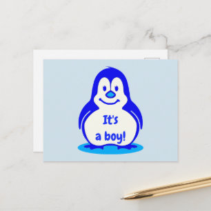 Niedlich blau lächelnder Pinguin Es ist eine männl Ankündigungspostkarte