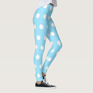 Niedlich Blau und Weiß Polka Dot Muster Girly Nied Leggings