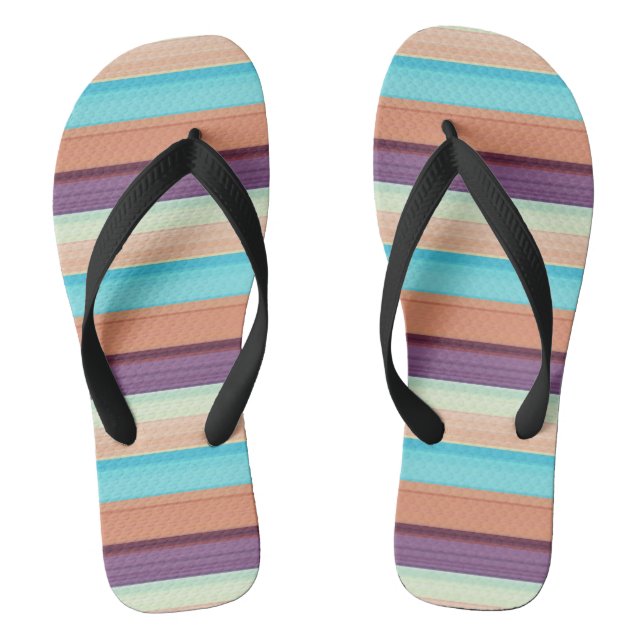 Niedlich-blaubraune Streifen Flip Flops (Fußbett)